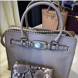 Large Michael Kors Grey Whipped Hamilton Tote w/ Wallet